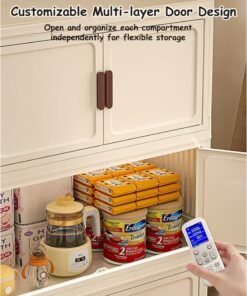 Alternative view of Toshionics 3 Tier Plastic Storage Cabinet - 55x31x85cm - with Transparent Brown-Tinted Acrylic Double Doors and Lockable Wheels – Multi-Layer Foldable, Stackable, Versatile Organizer for Clothes, Toys, Pantry and More- Available in Various Sizes