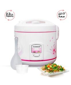 Olsenmark Rice Cooker , Cook, Steam and Keep Warm Function, Non-Stick Inner Pot - Measuring Cup, Plastic Rice Cooker Spoon, Durable and Tougher Outer Body 2.2 L 900 W OMRC2136 Pink/White