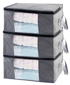Sodynee Storage Clothes Bins Closet Bags - 35L Containers Organizer Boxes Clothing Bin Organization for Organizing Blanket Pillow Sheet Sweater, Foldable Fabric Bedroom Small Storage Totes With Lids Zipper
