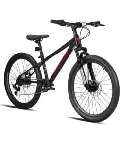 Spartan Maverick Mountain Bike – 24 Inch Wheel, 7-Speed Shimano, Black