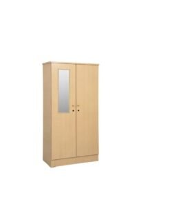 Galaxy Design Galaxy 2 Door Wooden Wardrobe/Cupboard with Mirror – Beige D50 x W90 x H190 cm