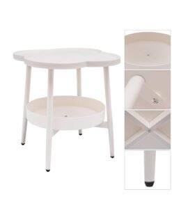 XICEN 2 Tier Side Table with Storage Shelf, Plastic End Table Sofa Couch Table, Modern Flower Shaped Tea Table Coffee Table, Mid-Century Style Bedside Tables, Suitable for Bedroom/Hallway/Study Room/Office - Image 3