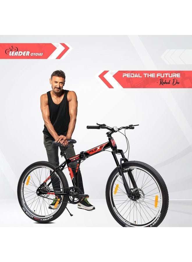 Leader Flexo 27.5 Inch || Mountain Bike || Single Speed || Front Suspension & Disc Brake || MattBlack Green Color || Unisex || Frame Size-19 Inch - Image 3