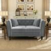 Wooden Twist Rectangular Arm Loveseat 2 Seater Sofa Walnut Legs ( Light Grey )