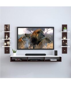 MODERN HOME Modern Wall-Mounted TV Shelf with Storage Brown And White