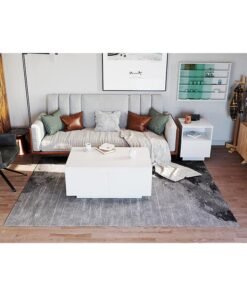 DANUBE HOME Oklahoma Coffee Multifunctional Living Room Table Space Saving Rectangular Center Table Modern Design Furniture 100x60x45cm White