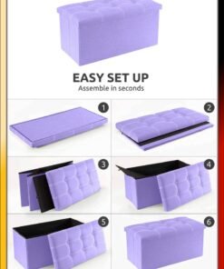 Alternative view of DBLEW Linen 76x38x38cm Foldable Ottoman Storage Bench Cube Boxes Footrest Shoe Changing Step Stool Padded Seat For Bedroom Hallway Chair Dorm Living Room Table Space Saving With Lid 80L Capacity