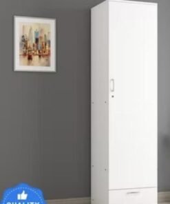 SULSHA 1 Door Wooden Wardrobe Cabinet Cupboard With Drawer Lock Keys White