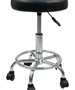 Meishida Round Rolling Stool with Foot Rest Swivel Height Adjustment for Spa, Drafting, Salon, Work Office, and Massage Stools Tasks Small chair (Black)