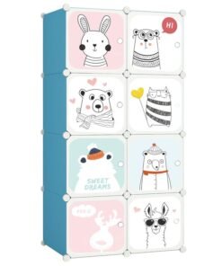 Rioware 6 Shelves Multi-Purpose Organizer | Kids Plastic Modular Storage Rack for Clothes, Kitchen, Living Room | Space-Saving Collapsible Wardrobe for Clothes,6-Shelf-8-Door