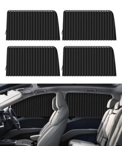 GROIC 4Pcs Magnetic Car Window Shades,Foldable Magnetic Car Side Window Sun Shade,Car Curtain Pleated Silky UV Protection Privacy Auto Accessories