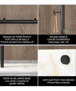 YQbest Metal Coat Rack Freestanding Coat Hanger Stand With 3 Hooks Clothing Rack with Natural Marble Base, Modern Coat Stand for Entryway Living Room Bedroom Office - Image 3