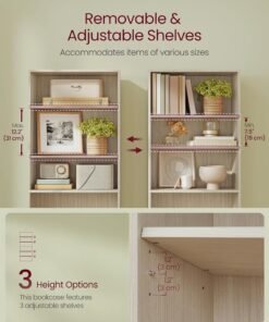 VASAGLE Custos Collection - Bookshelf, 5-Tier Bookcase, Book Shelf, Open Storage Shelf, 9.4 x 23.6 x 52.8 Inches, for Living Room, Home Office, Dinning Room, Natural Beige - Image 3