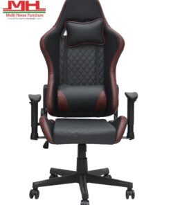 Multi Home Furniture Black & Wine Gaming Chair with Foot Rest | Ergonomic Chair & Recliner Chair with Headrest & Lumbar Support | High-Back PU Leather 360° Swivel Chair & Office Chair for Gaming PC & Home