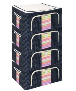 SHOPOPOYE Clothes Storage box for wardrobe- Organisers Storage Box for clothes, foldbable clothes organizer for wardrobe, saree organizer for storage, dress, Almirah, cupboard,steel frame,bedsheets