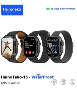 Haino Teko HainoTeko-15 Waterproof Smart Watch With Full Screen AMOLED Display 3 Pairs of Straps and Charging Cable Designed for Ladies and Gaents Black