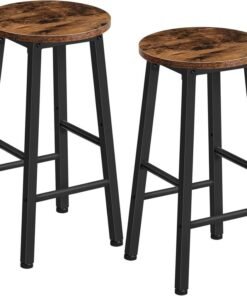 HOOBRO Bar Stools, Barstools Set of 2,Counter Height Barstools, 24.8" Bar Stools for Kitchen Island, Industrial Bar Chairs, for Dining Room, Kitchen, Bar, Rustic Brown and Black BF07BY01G1