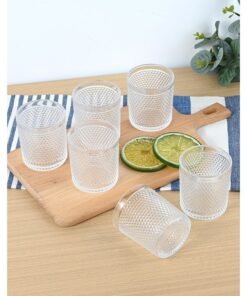 Ollieroo Embossed Old Fashioned Whiskey Glasses - Durable 200ml Glass Tumbler for Cocktails, Water, Juice, Beer, Scotch, Cognac, Cocktails, Edition Glassware Set, Dishware, Dishwasher Safe