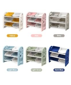 MIXDE Kids Toy Storage Organizer with 6 Bins, Multi-functional Nursery Organizer, Child Furniture Cabinet with Shelf and Bins for Playroom, Bedroom, Living Room (green)