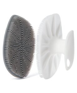 HieerBus Silicone Face Scrubber, Facial Cleansing Brush Silicone Manual Face Washing Brushes,Gentle Exfoliation Pad & Massage Skin Care for Men Women Cleansing and Exfoliating, White+Gray