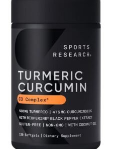 SPORTS RESEARCH 120-Piece Turmeric Curcumin C3 Complex Softgels