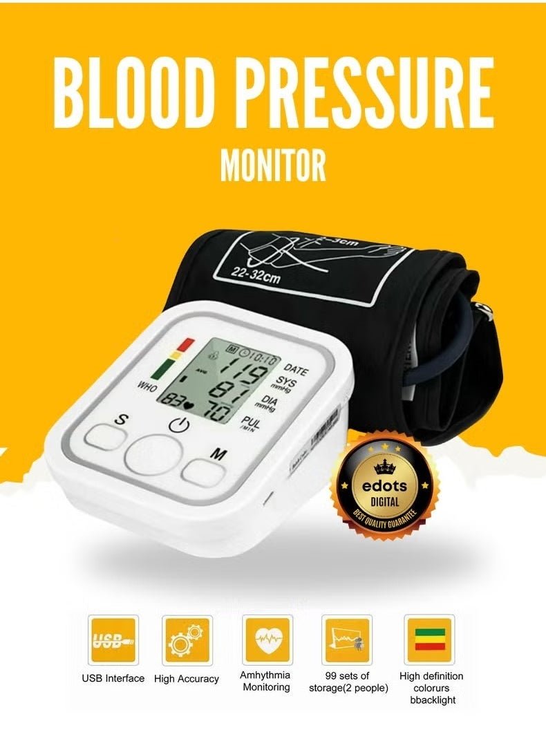 JAJEEK Digital Blood Pressure (BP) Monitor – LCD Display & Voice Function, Accurate & Easy-to-Use, Portable with 3-Month Warranty, Ideal for Home Use