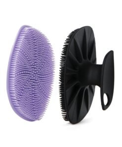 HieerBus Silicone Face Scrubber, Facial Cleansing Brush Silicone Manual Face Washing Brushes,Gentle Exfoliation Pad & Massage Skin Care for Men Women , Black+Purple