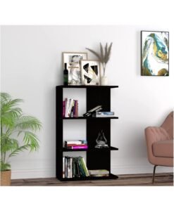 Alternative view of MODERN HOME Black 4-Shelf Wooden Bookcase – 110 cm Storage for Living Room, Bedroom & Office