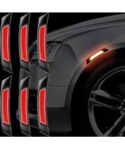 6 Pieces Car Reflective Trim Carbon Fiber Side Marker Stickers Automotive Exterior Accessories Door Reflector Guard for Car Pickup Truck Wheel Well Arch