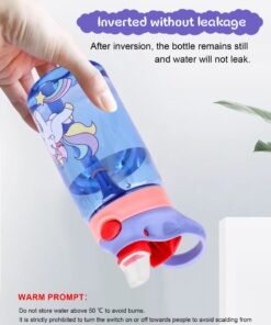 Alternative view of URbazaar 480ml Kids Water Bottle with Straw Leakproof, BPA Free, Suitable for Boys and Girls(Unicorn)