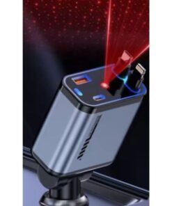 SMARTX 4 in 1 Retractable Starry Stars Proof Best Car Charger, Retractable Car Charger with Star Projector & LED, Fast Car Charging Phone, Retractable Car Phone Charger with Retractable Cables for Phone