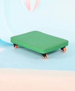 JSAITOYS Green Indoor Scooter Board with Safety Handles for Kids Soft Floor Scooter Board with Rollers