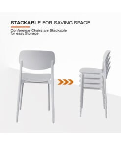 Alternative view of Mahmayi UL UT-C100 Stackable Plastic Chair Durable PP Material Lightweight Space-Saving Design for Home, Office and Cafeteria - White