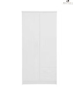 SULSHA 2 Door Wooden Wardrobe Cabinet , Cupboard Engineered Wood Perfect Modern Stylish Heavy Duty White Color.