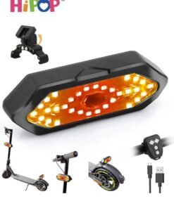 HIPOP Electric Scooter Turn Signals with Remote Control, USB LED Tail Light for Scooter with Base for 5-8cm Mudguard, Waterproof Scooter Accessories Wireless Rear Light with 5 Modes for Mountain Bike Night Driving Outdoor Safety Road