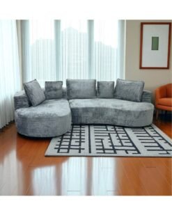 MAF furniture MOHAMMAD AZIM FURNITURE Modern Curved Sectional Sofa, Grey Berber Fleece, Minimalist Design MAF-S6281 GREY