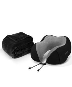 porodo 2 in 1 Travel Comfort Duo with Velvet & Memory Foam Pillow, Compact & Portable, Adjustable Clasp, Anatomically Correct Design, Comfort & Optimum Support