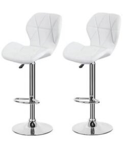 MAPLE HOME DECORATION Maple Home High Bar Chair Counter Stool Leather 360° Roating Armless Backrest Stainless Steel Legs Footrest Restaurant Pub Living Furniture