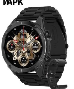 WAPIK Korean Brand Smart Watch Y7, Business Smartwatch, 30M Waterproof Fitness Watch, Bluetooth Calling, Compatible with Android and iOS, Smartwatch for Men, Zinc Alloy Vacuum Plating, Heart Rate Monitoring, Black