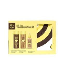 Sun Bum Hair Care Travel Essentials Kit | Revitalize Your Hair With Revitalizing Shampoo, Conditioner, And 3-In-1 Leave In Treatment | Includes Aloha Collection Travel Pouch