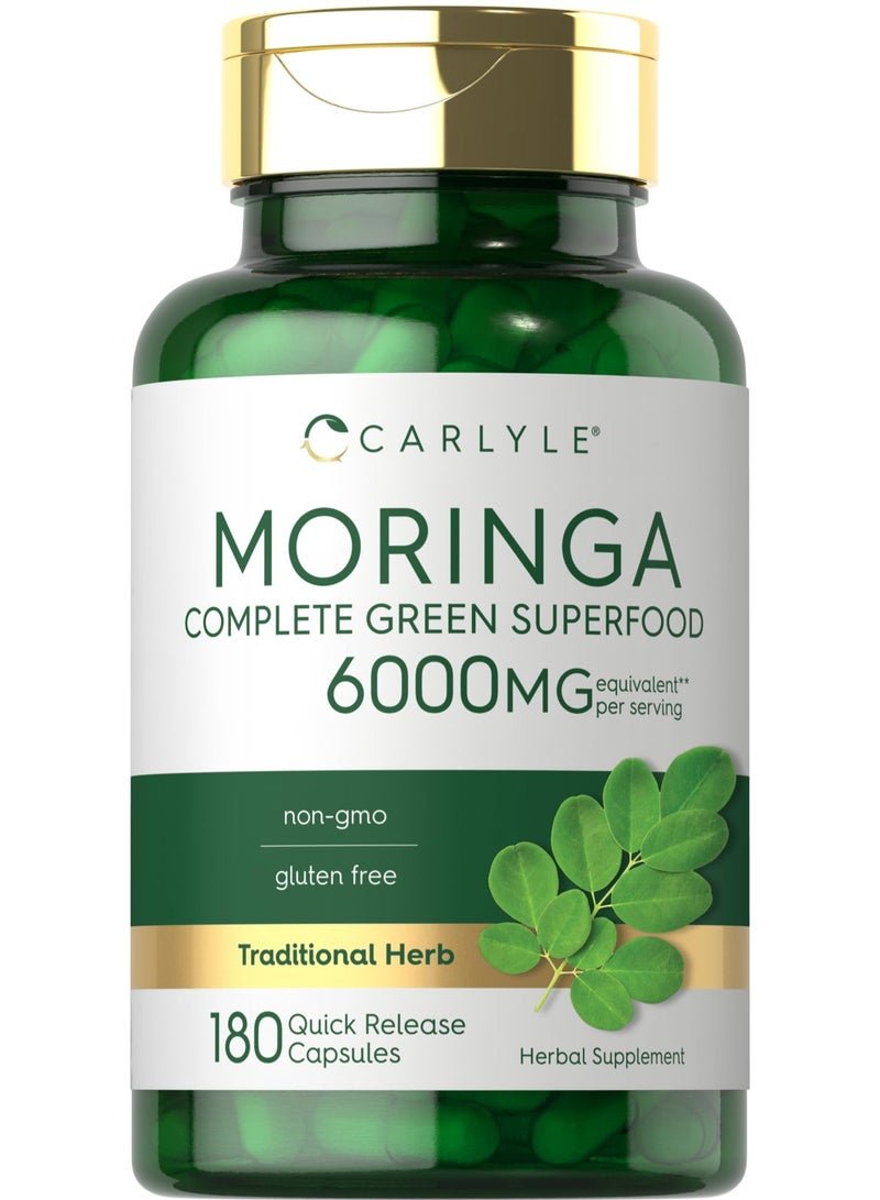 Carlyle Moringa Complete Green Superfood, 6000mg, 180 Quick Release Capsules