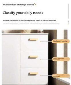 JOMILA Wooden Side Cabinet, Modern Storage Cabinet, Floor Document Cabinet with Wheels, Filing Cabinets, Office Cabinet (White) - Image 3