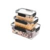 Noon East Set Of 3 Airtight Fresh Box Storage Containers, Fridge Food Organizer Case Transparent Box With Improved Lids For Fruit Vegetables Snacks 28.3x20x9.3cm