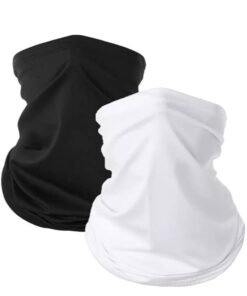 Tersely 2 Pack Breathable Cooling Neck Gaiters, Ice Silk Face Shield Scarf, Multifunctional Headwear Bandana Face Cover,UV Protection Headband Scarf,Reusable Stretchy Balaclava (Black+White)
