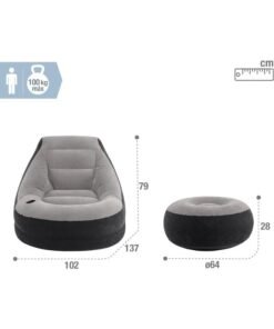 Alternative view of Intex Vinyl Ultra Lounge Chair And Ottoman Grey/Black 102x137x79cm