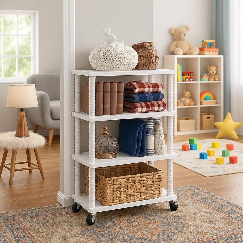 YouCopia Collapsible Wardrobe 6 Shelves Storage Clothes Storage Rack Quick Wardrobe/Cabinet/Multipurpose Storage Rack, Foldable, Collapsible Fabric Wardrobe Organizer with Wheels (4-Layer)