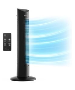 Pro Breeze Oscillating 30,inch Tower Fan with Ultra,powerful 60w Motor, Remote Control, 7.5 Hour Timer and 3 Cooling Modes for Home Office , Black