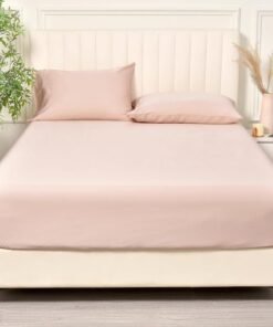 PHF 100% Rayon Derived from Bamboo Cooling Fitted Sheet in Twin Size (100cm x 150cm), 40cm Deep Pocket, 2.5cm Wider Strong Elastic, Silky Smooth, Peach Blush