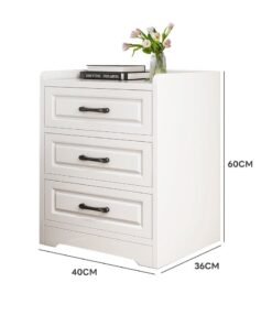 Sharpdo European Style Bedroom Cabinet Vintage Nightstand with 3 Drawers for Bedroom Living Room Bedside Table with Drawer 40*36*60CM - Image 4