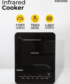 KRYPTON Electric Infrared Glass Ceramic Cooker with Digital LED Display| Timer Setting |  Automatic turn off function | Touch Screen Controls and Lock Settings 2000 W KNIC6150 Black/White